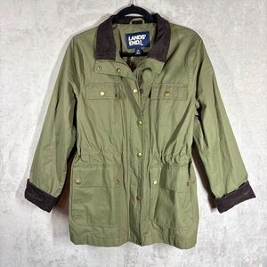 Lands End Lightweight Field Barn Jacket Women’s M Olive Green Corduroy Collar